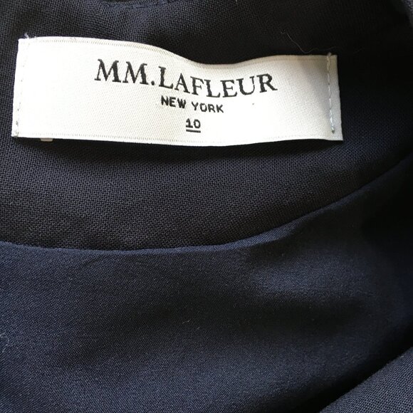 MM LAFLEUR Dark Blue Italian Wool Blend V Neck Short Sleeve Sheath/Shift Dress - Picture 2 of 14